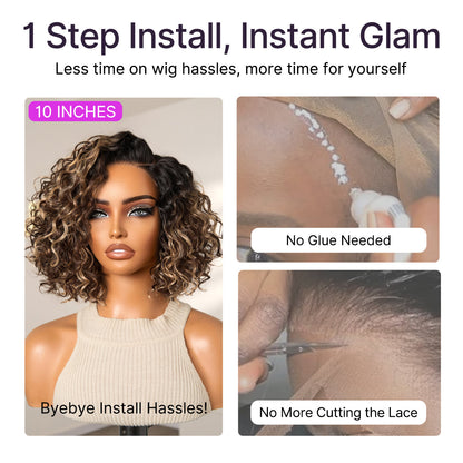Ready-to-Wear Glueless Curly Bob Wig | Natural & Secure for Daily Wear